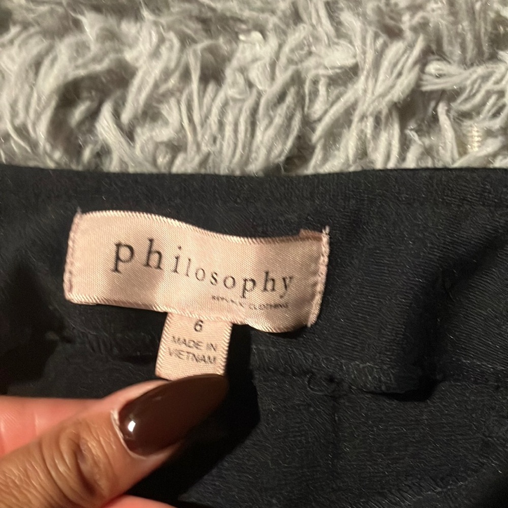 Philosophy dark navy blue skirt with slit in the back.